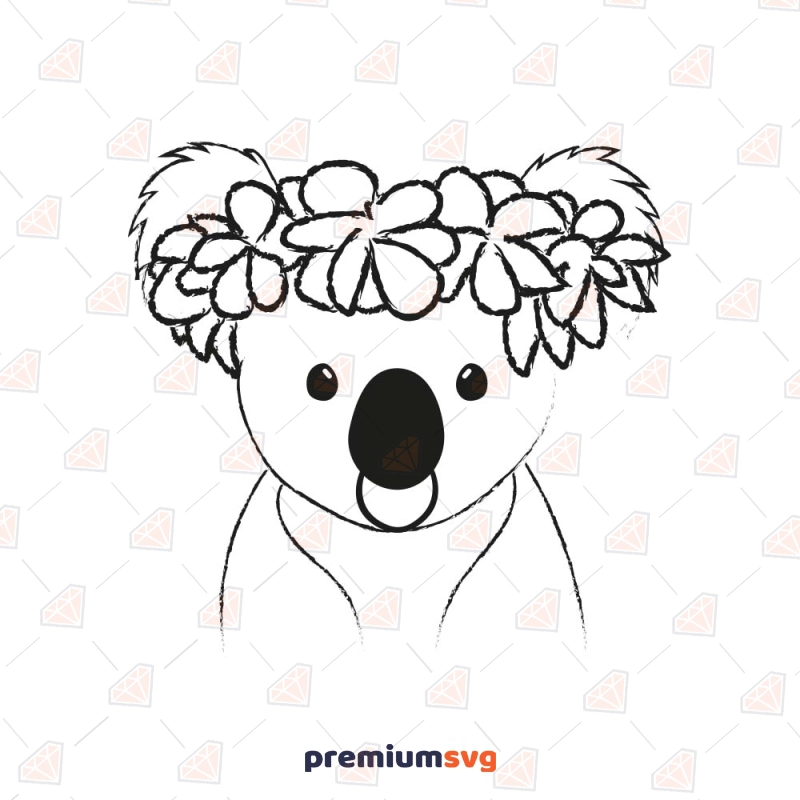 Cute Koala with Flower Crown SVG Cut File Wild & Jungle Animals SVG Svg
