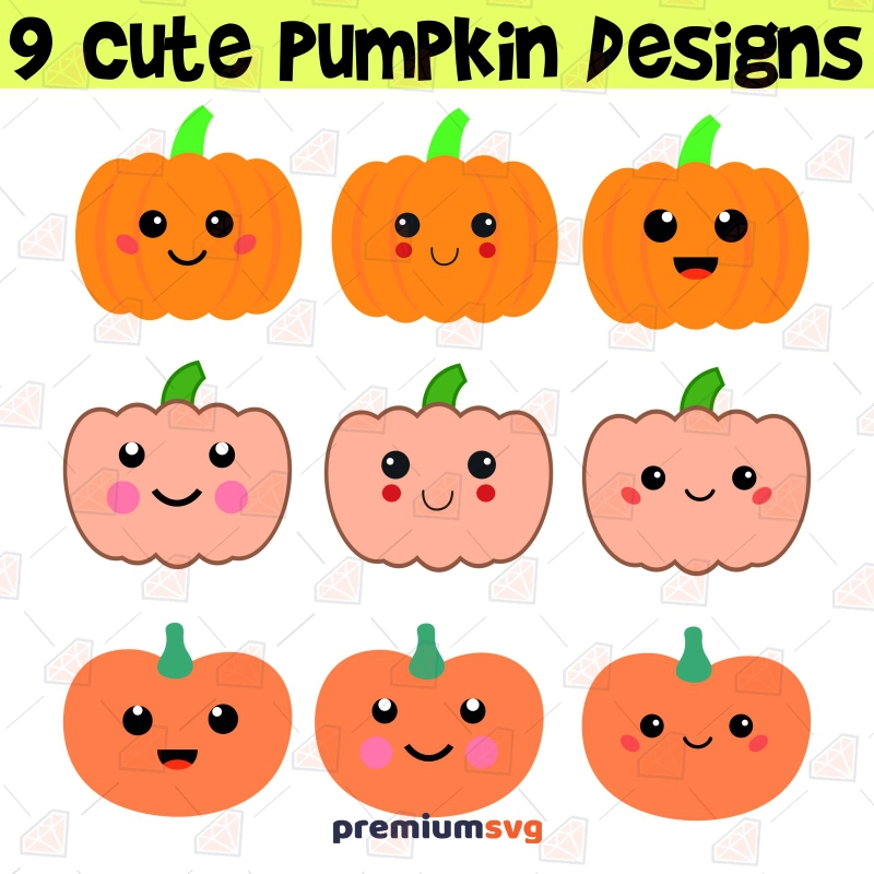 Cute Pumpkins SVG Bundle, Instant Download Halloween Pumpkins SVG Pumpkin SVG Svg