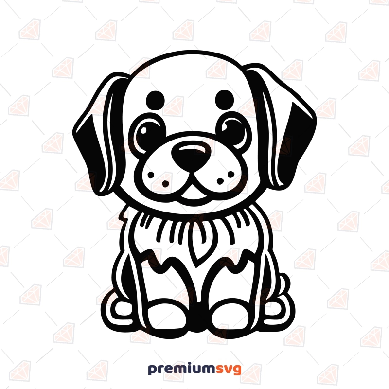 Cute Sitting Puppy Outline SVG, Cute Dog Outline Clipart Dog SVG Svg