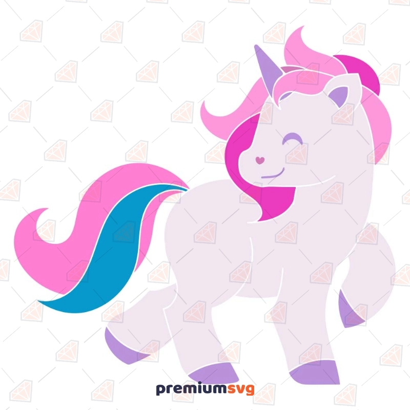 Cute Unicorn SVG Cut File, Little Pony SVG Instant Download Drawings Svg