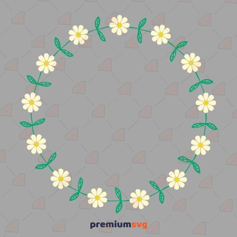 Daisy Wreath SVG, Flower Wreath SVG Vector File Flower SVG Svg