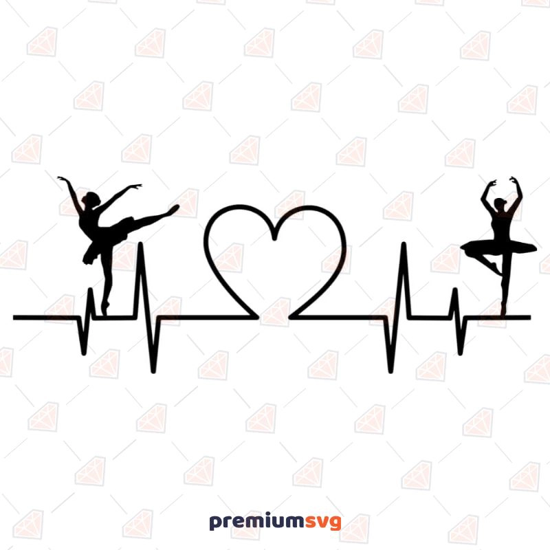 Ballet Dance Heartbeat SVG, Dancer SVG Cut File Vector Objects Svg