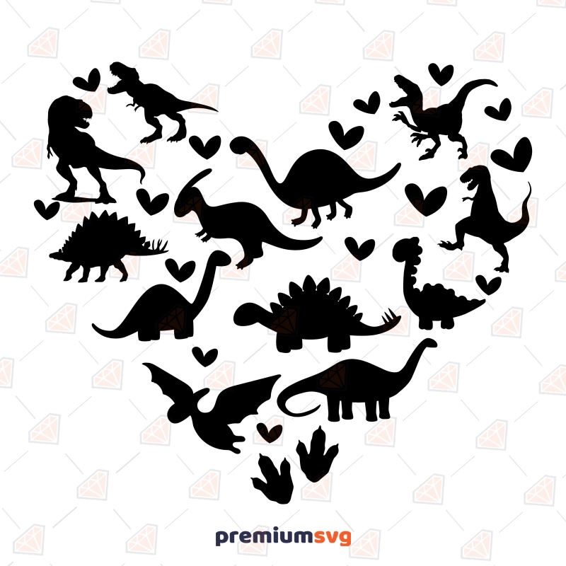 Dinosaur Heart SVG, Valentine's Day SVG Cut File Valentine's Day SVG Svg