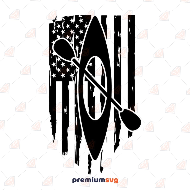 Distressed American Flag Kayak SVG Cut Files Kayak SVG Svg