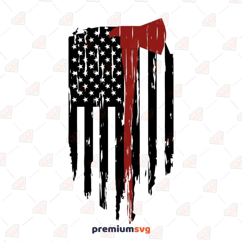 Distressed Firefighter Flag SVG File, Fireman Flag SVG Instant Download Firefighter SVG Svg