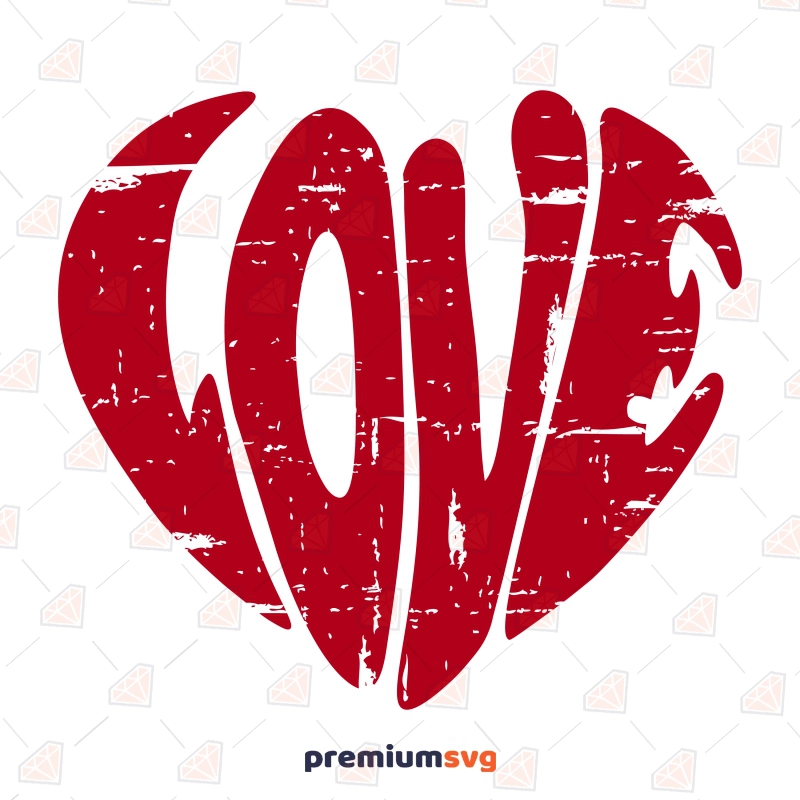 Distressed Heart Shaped Love SVG, Love Heart SVG Valentine's Day SVG Svg