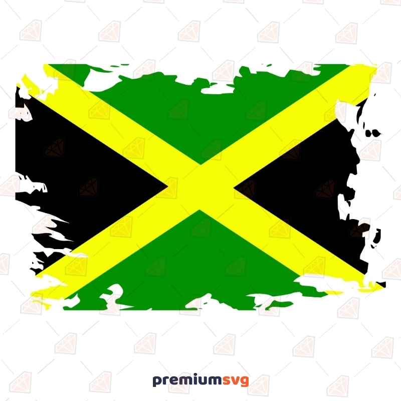 Distressed Jamaica Flag SVG, Instant Download Flag SVG Svg