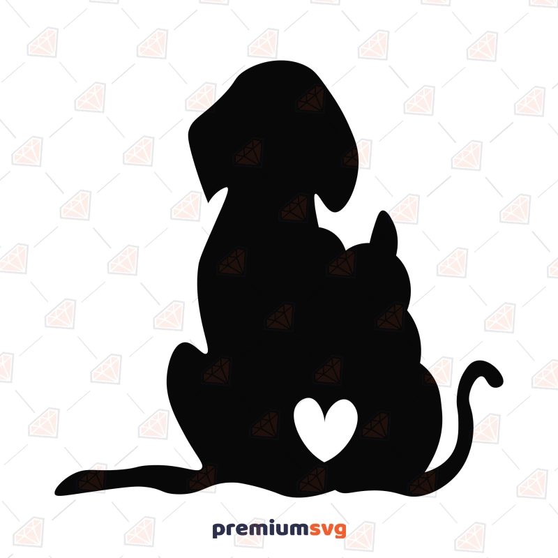 Dog and Cat Love SVG, Cut and Clipart File Dog SVG Svg