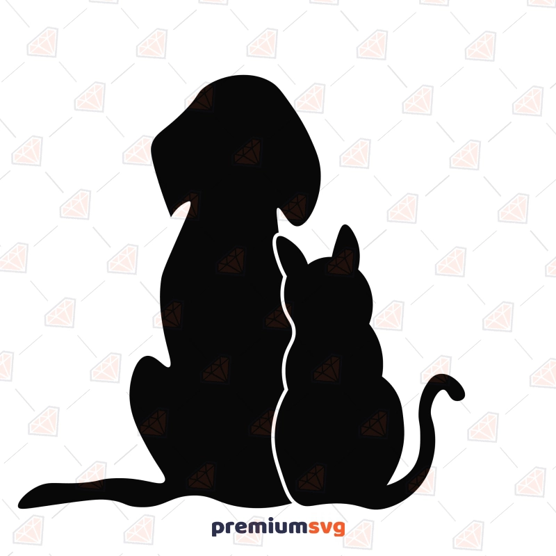 Dog and Cat Together Silhouette SVG Dog SVG Svg