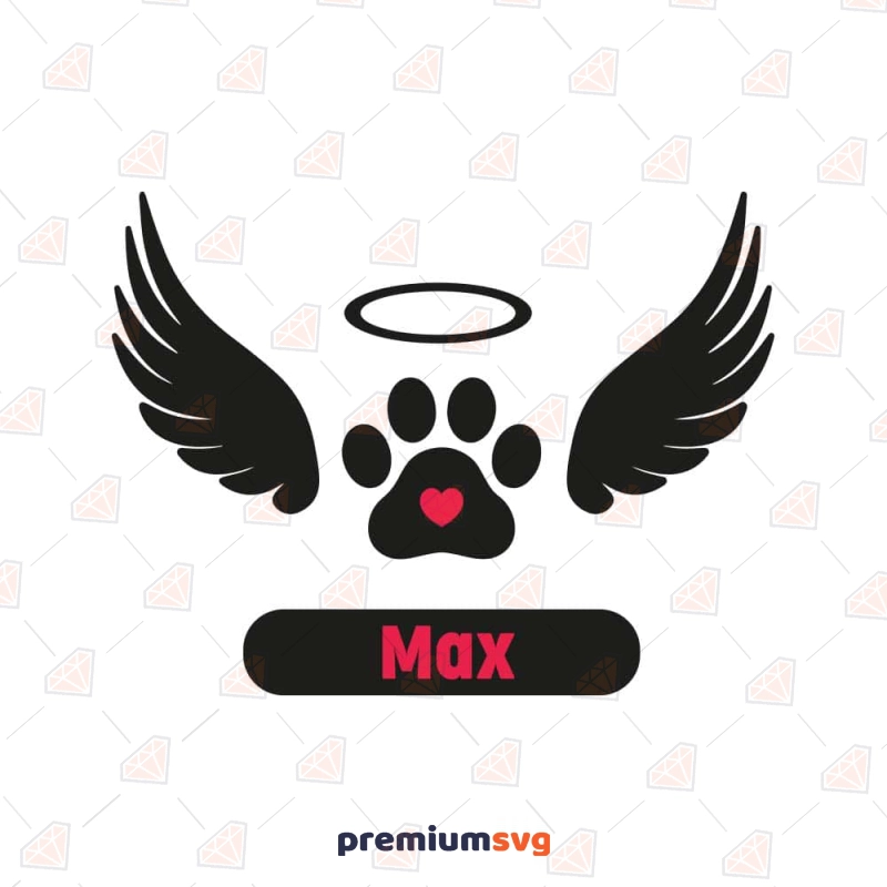 Dog Angel Wings Monogram SVG, Memorial SVG Dog SVG Svg