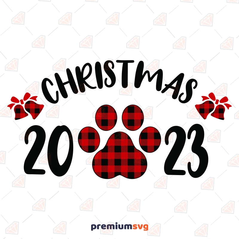 Dog Christmas SVG, Buffalo Plaid Paw SVG Christmas SVG Svg