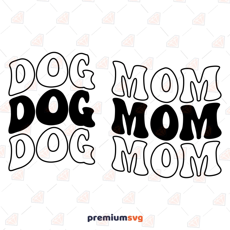 Dog Mom SVG, Retro Wavy Dog Mom SVG Vector Files Mother's Day SVG Svg