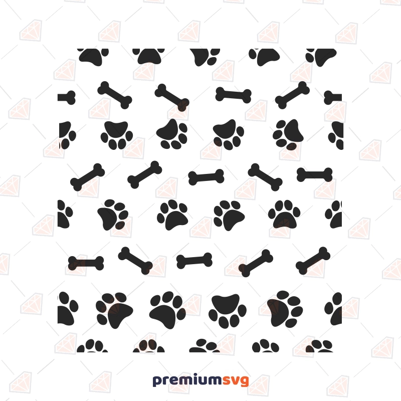 Dog Paw and Bone Pattern SVG, Print Background SVG Dog SVG Svg