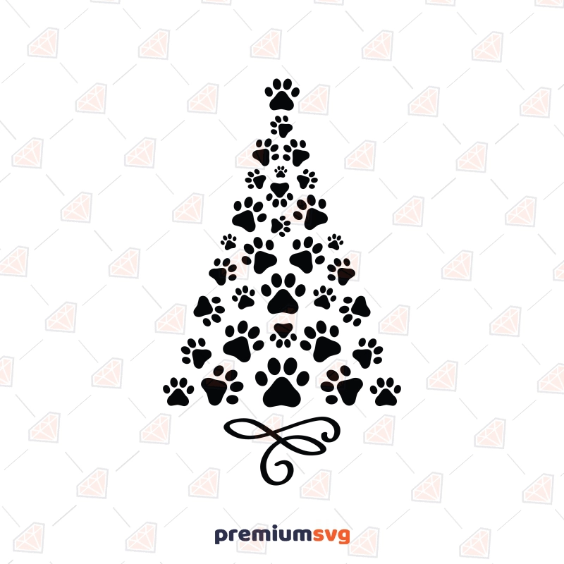 Dog Paw Christmas Tree SVG, Christmas Paw Tree SVG Christmas SVG Svg