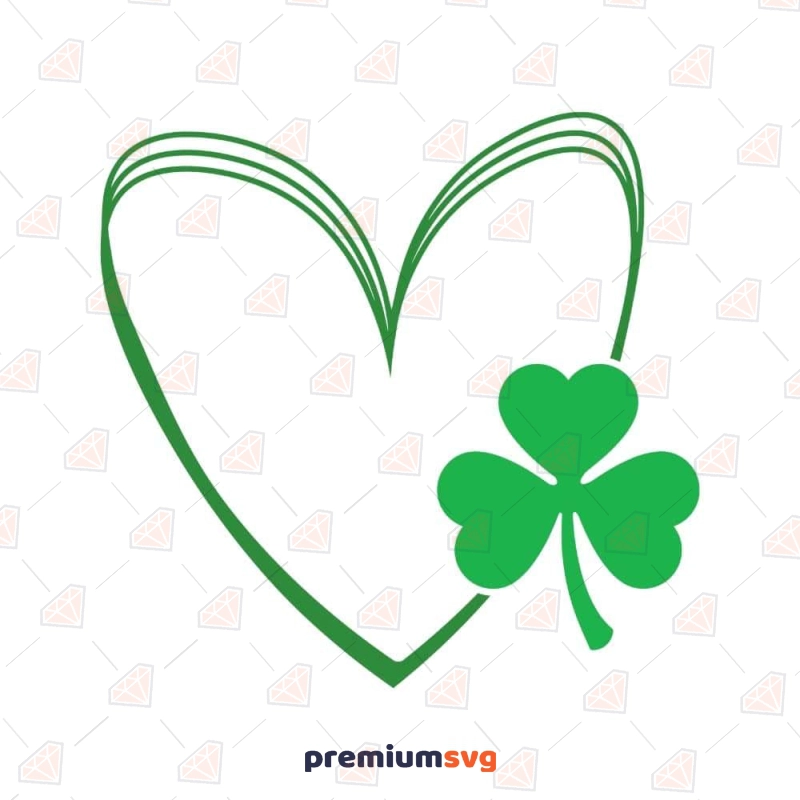 Doodle Heart and Shamrock SVG, Clover Love SVG St Patrick's Day SVG Svg