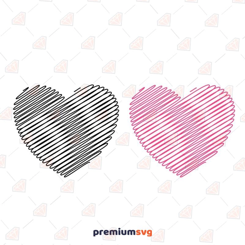 Black and Pink Doodle Hearts SVG, Hearts SVG Cut Files Valentine's Day SVG Svg
