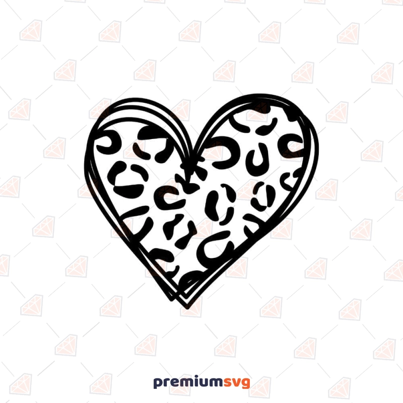 Doodle Leopard Heart SVG Leopard Print SVG Svg