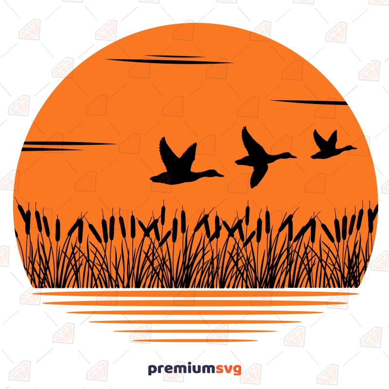 Mallard Duck SVG File, Sunset Sublimation Design Bird SVG Svg