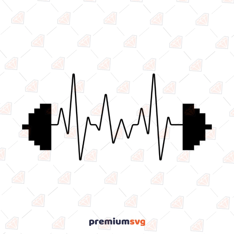 Dumbbell Heartbeat SVG Cut File, Instant Download Fitness SVG Svg