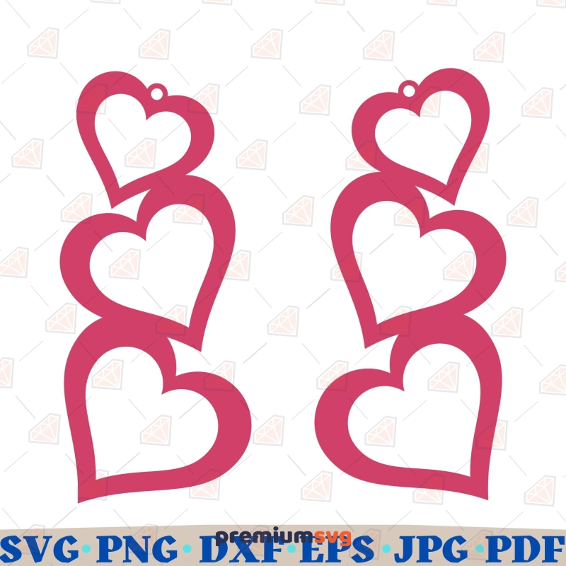 Earring Hearts SVG, Valentine's Day Earring SVG Vector File Valentine's Day SVG Svg