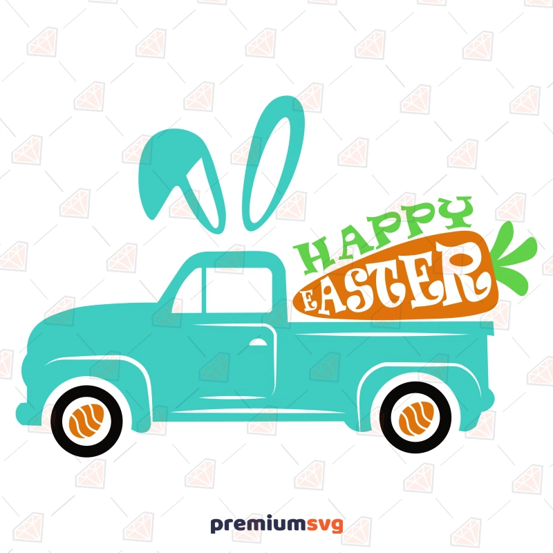 Happy Easter Truck SVG, Easter Bunny Truck SVG