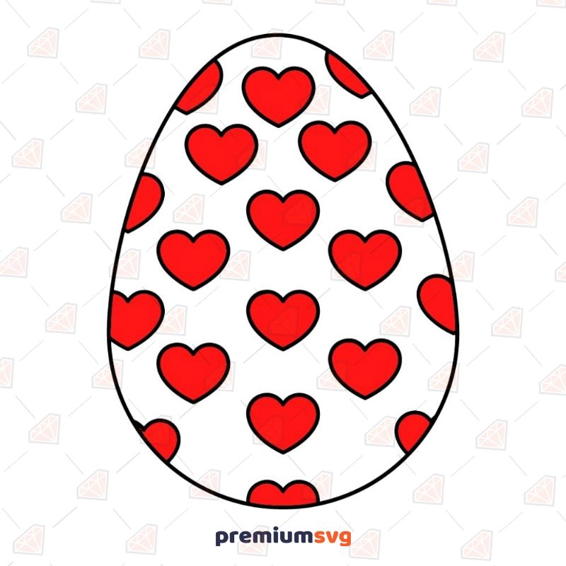 Easter Egg with Hearts SVG Cut File, Cute Easter Egg SVG Easter Day SVG Svg