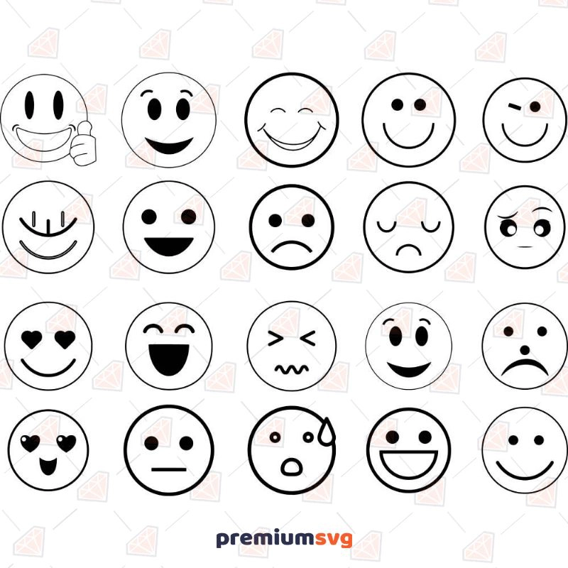 Emoji SVG Bundle, Emoji Bundle Vector Instant Download Cartoons Svg