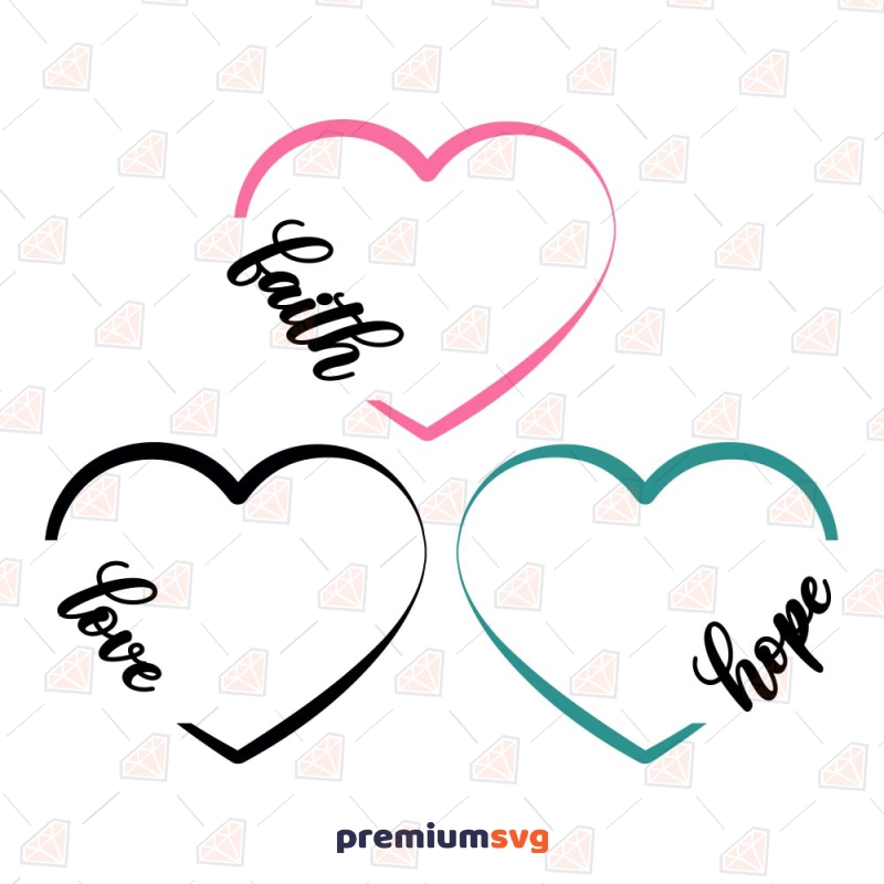 Faith Love Hope Heart SVG Cut Files Religion Svg