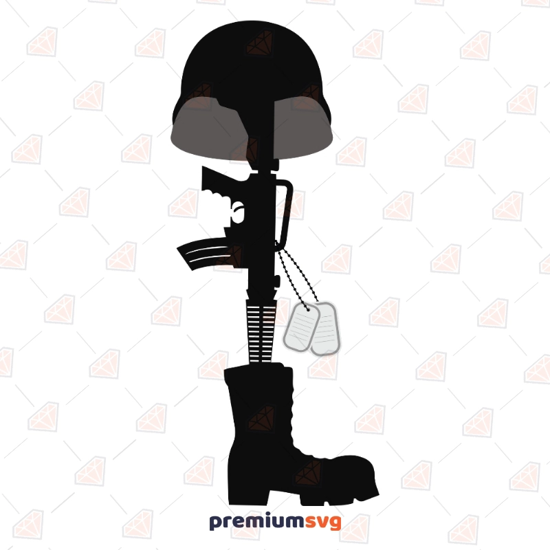 Fallen Soldier Svg, Army War Hero Boot Gun Svg Vector File Veterans Day SVG Svg