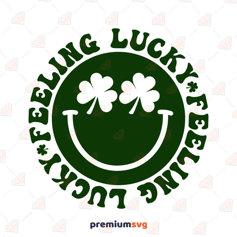 Feeling Lucky Smiley Face SVG, Retro St Patty's Day SVG St Patrick's Day SVG Svg