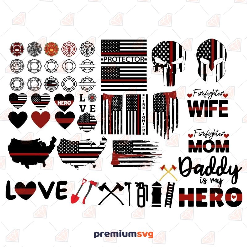 Firefighter Big Bundle SVG Cut Files, Firefighter Bundle SVG Instant Download Firefighter SVG Svg