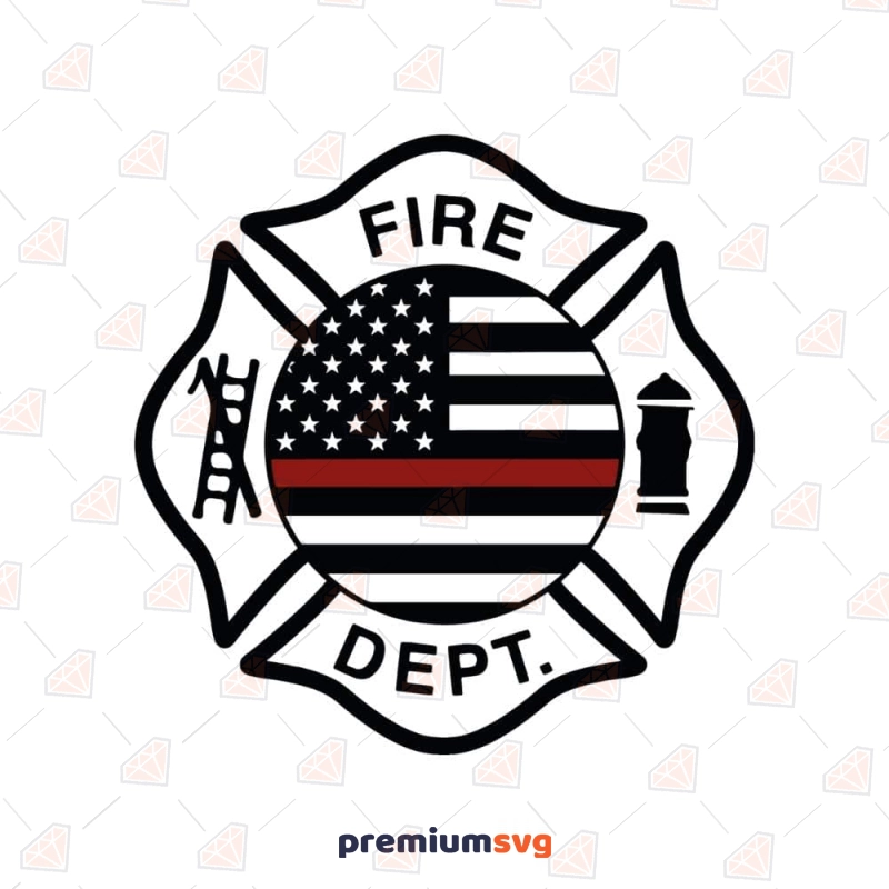 Firefighter Department Logo with Flag SVG, Fireman Department SVG Firefighter SVG Svg