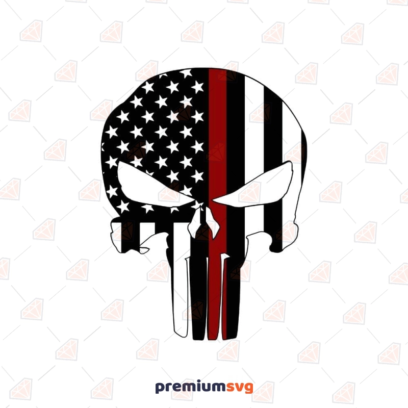 Firefighter Punisher SVG Cut File, Punisher USA Flag SVG Firefighter SVG Svg