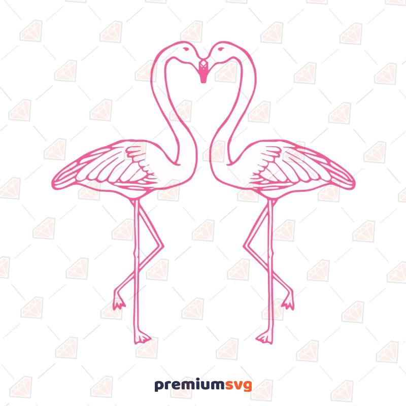 Flamingo Couple SVG, Bird Love SVG Vector Files Bird SVG Svg