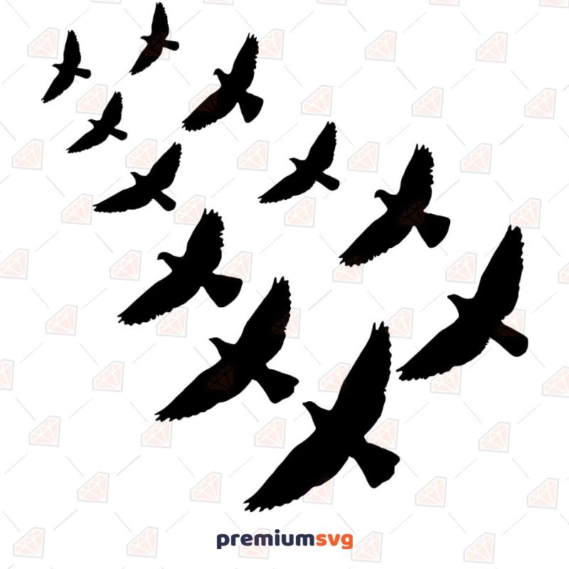 Flock of Birds SVG, Flock of Birds Vector Cutfile Bird SVG Svg