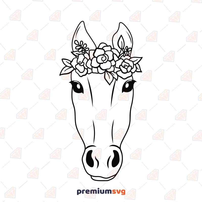 Floral Horse Face SVG Design Horse SVG Svg