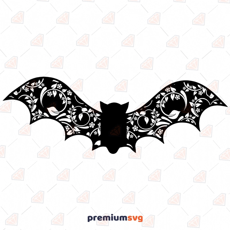 Floral Ornate Bat SVG Wild & Jungle Animals SVG Svg