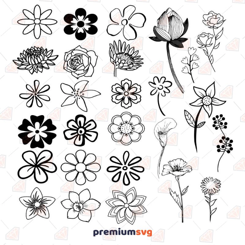 Floral Plants SVG, Flowers Bundle Instant Download Flower SVG Svg