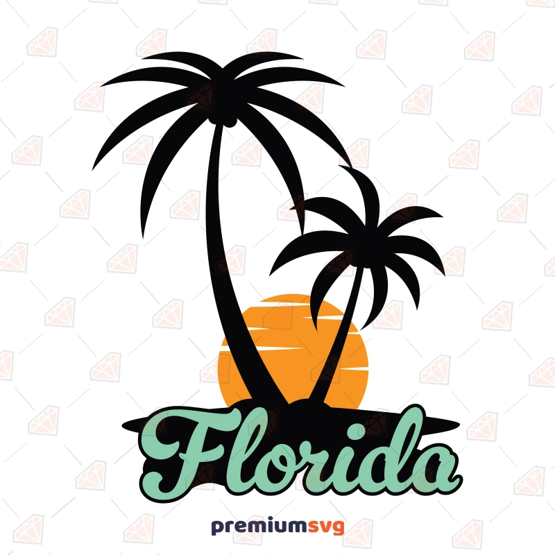 Florida Sunset SVG, Beach Palm Trees SVG USA SVG Svg
