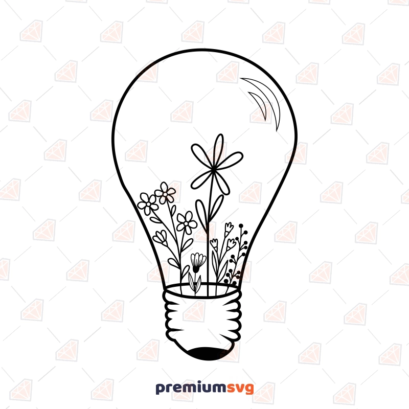 Flower Bulb SVG, Floral Lightbulb SVG Instant Download Flower SVG Svg