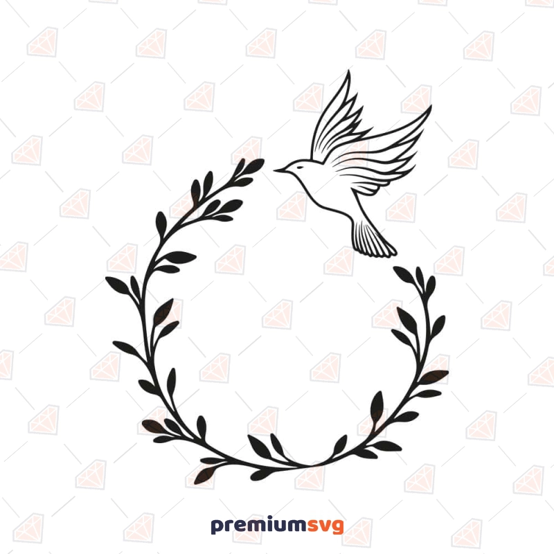 Flower Wreath with Bird SVG Cut File Flower SVG Svg