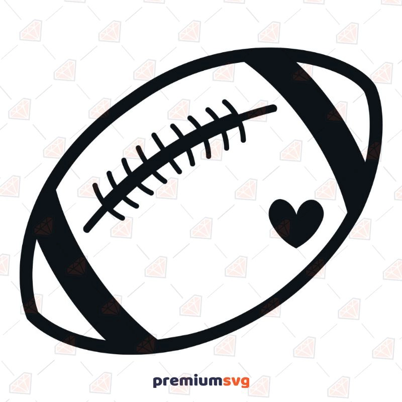 Football Ball with Heart SVG, Football Instant Download Sports SVG Svg