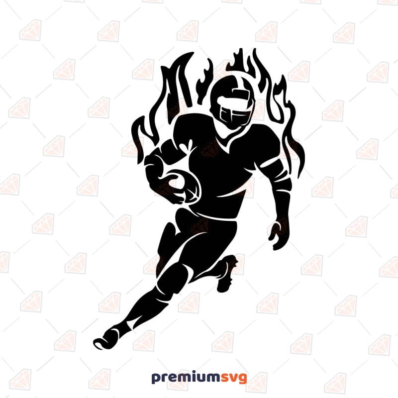 Football Player in Fire SVG Cut & Clipart File Football SVG Svg