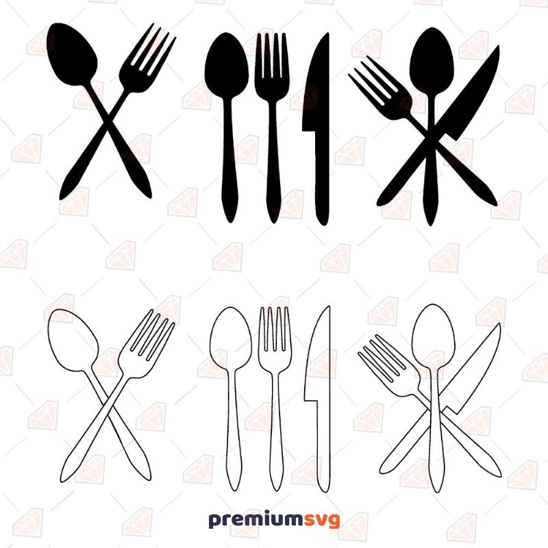 Fork Spoon And Knife SVG Cut Files, PNG, JPG, DXF Kitchen Utensils Svg