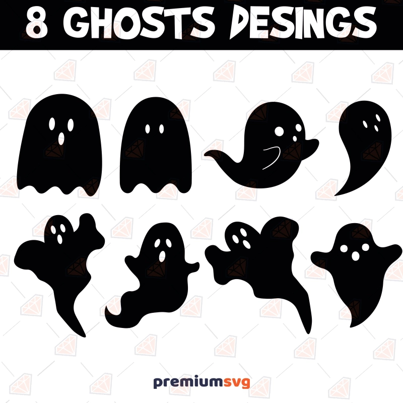 Ghost Bundle SVG, Halloween Ghost Silhouette Vector Files Halloween SVG Svg