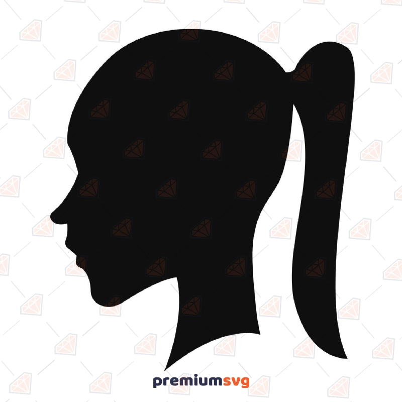 Young Girl face with ponytail hair from side view vector icon