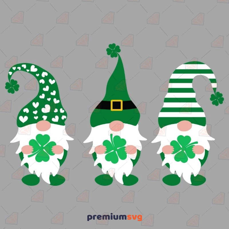 Gnome Holding Shamrock SVG Cut File, Lucky SVG St Patrick's Day SVG Svg