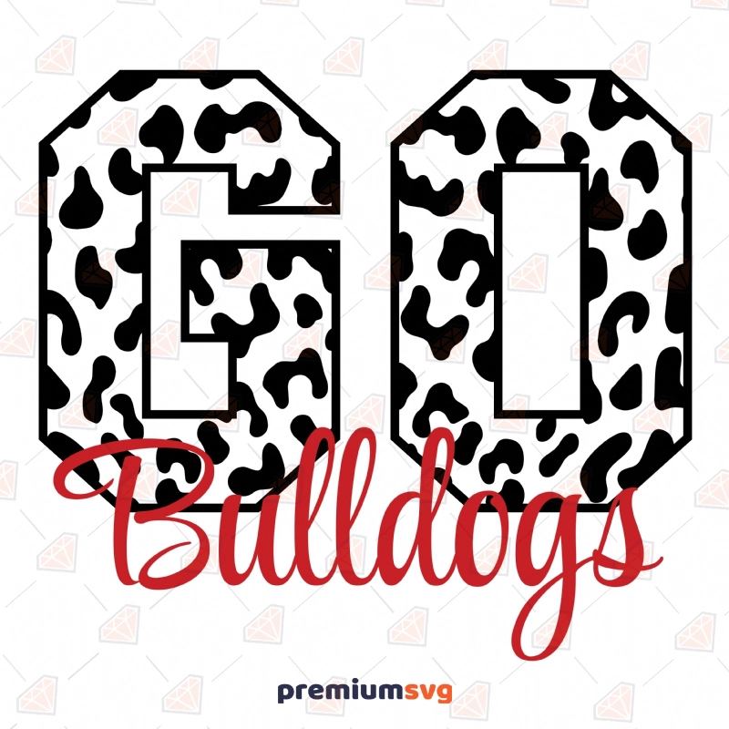 Go Bulldogs Red with Leopard SVG Cut File Football SVG Svg