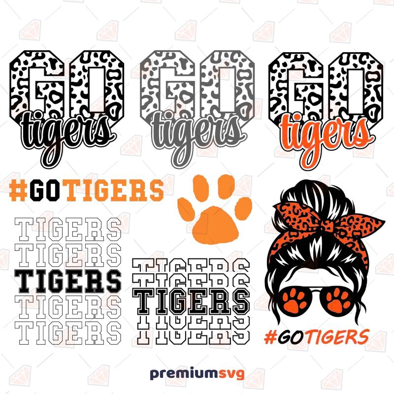 GO Tigers Bundle SVG Cut Files, Tigers Bundle Instant Download Football SVG Svg