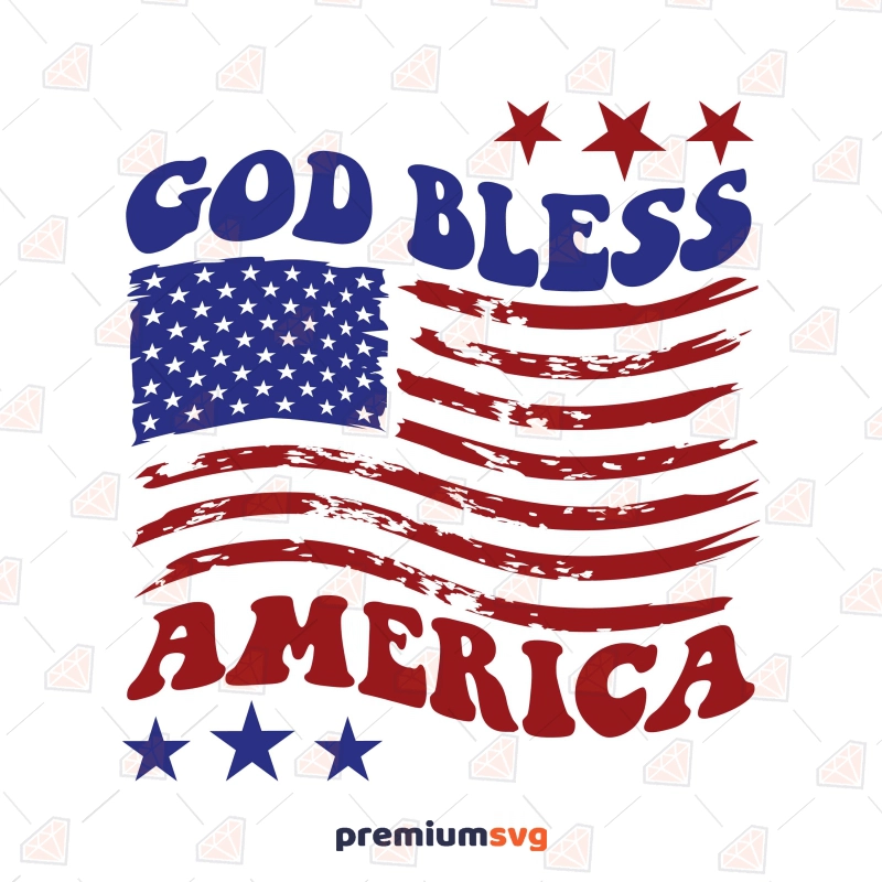 God Bless America SVG with Wavy USA Flag 4th Of July SVG Svg
